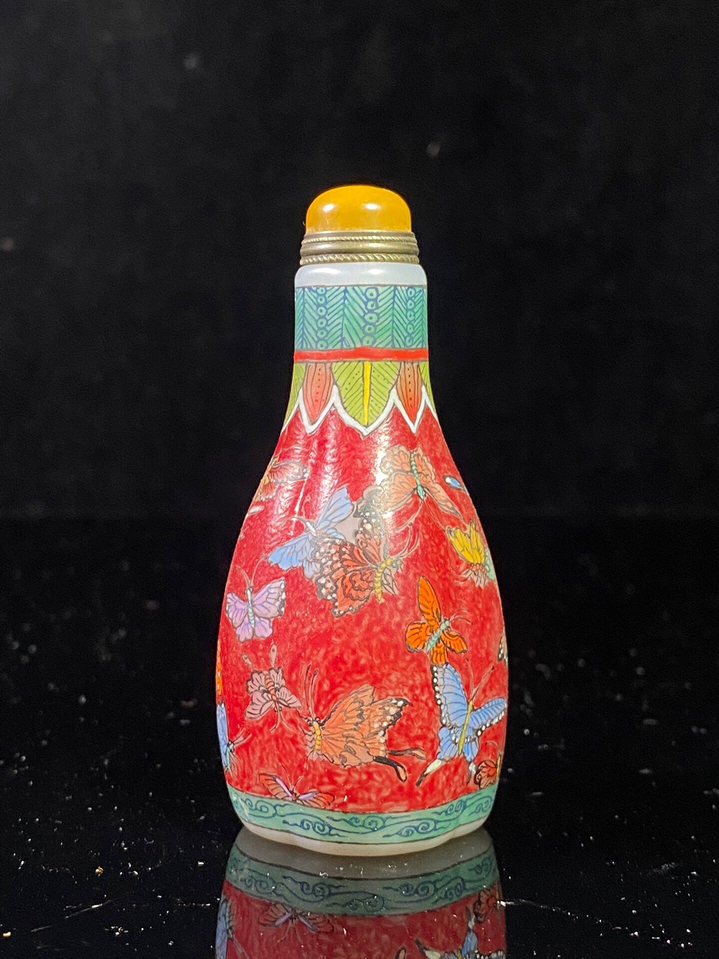 Chinese antique glass painting enamel colored snuff bottle