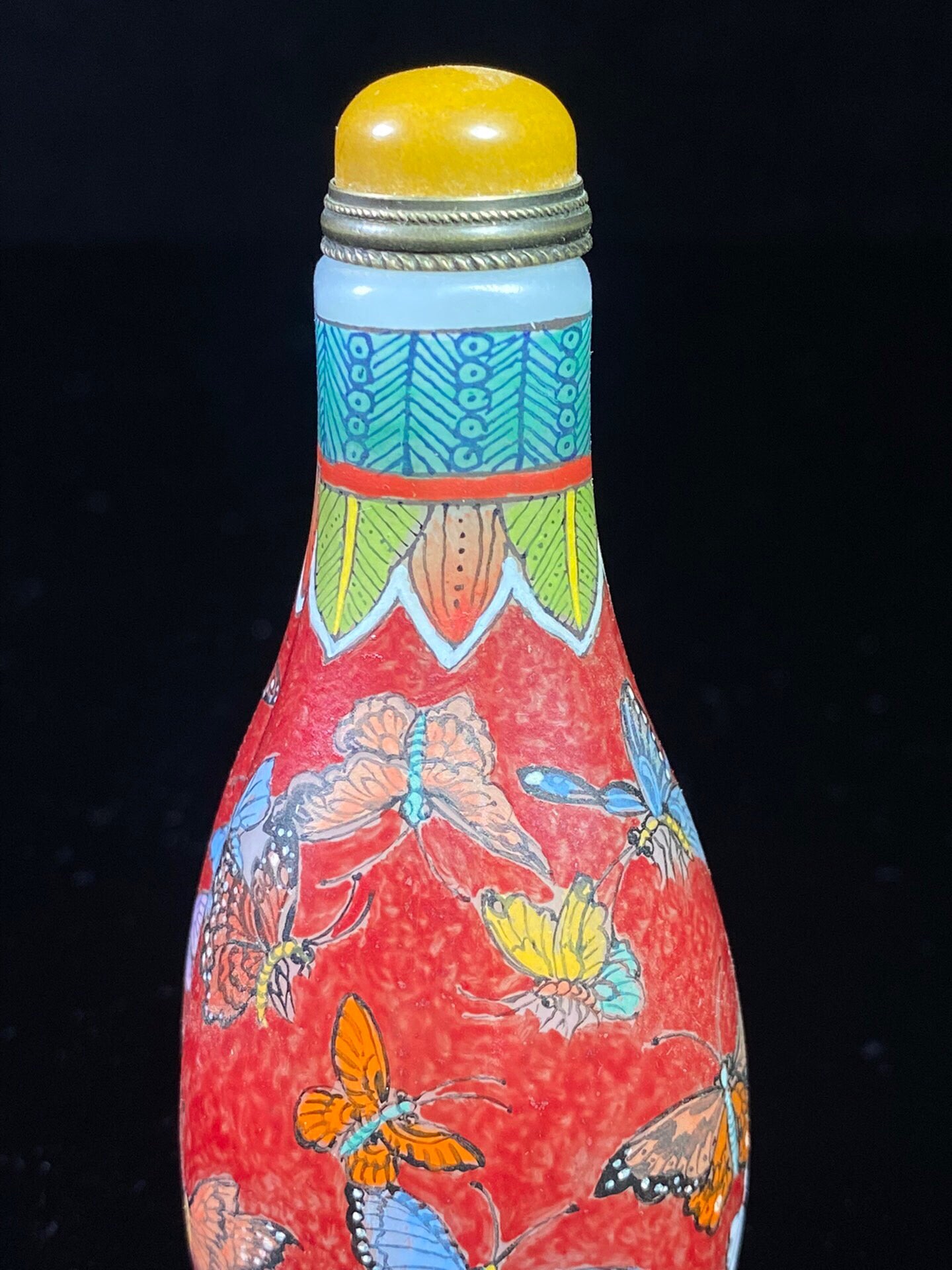 Chinese antique glass painting enamel colored snuff bottle