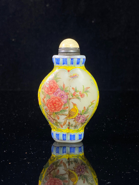 Chinese antique glass painting enamel colored snuff bottle