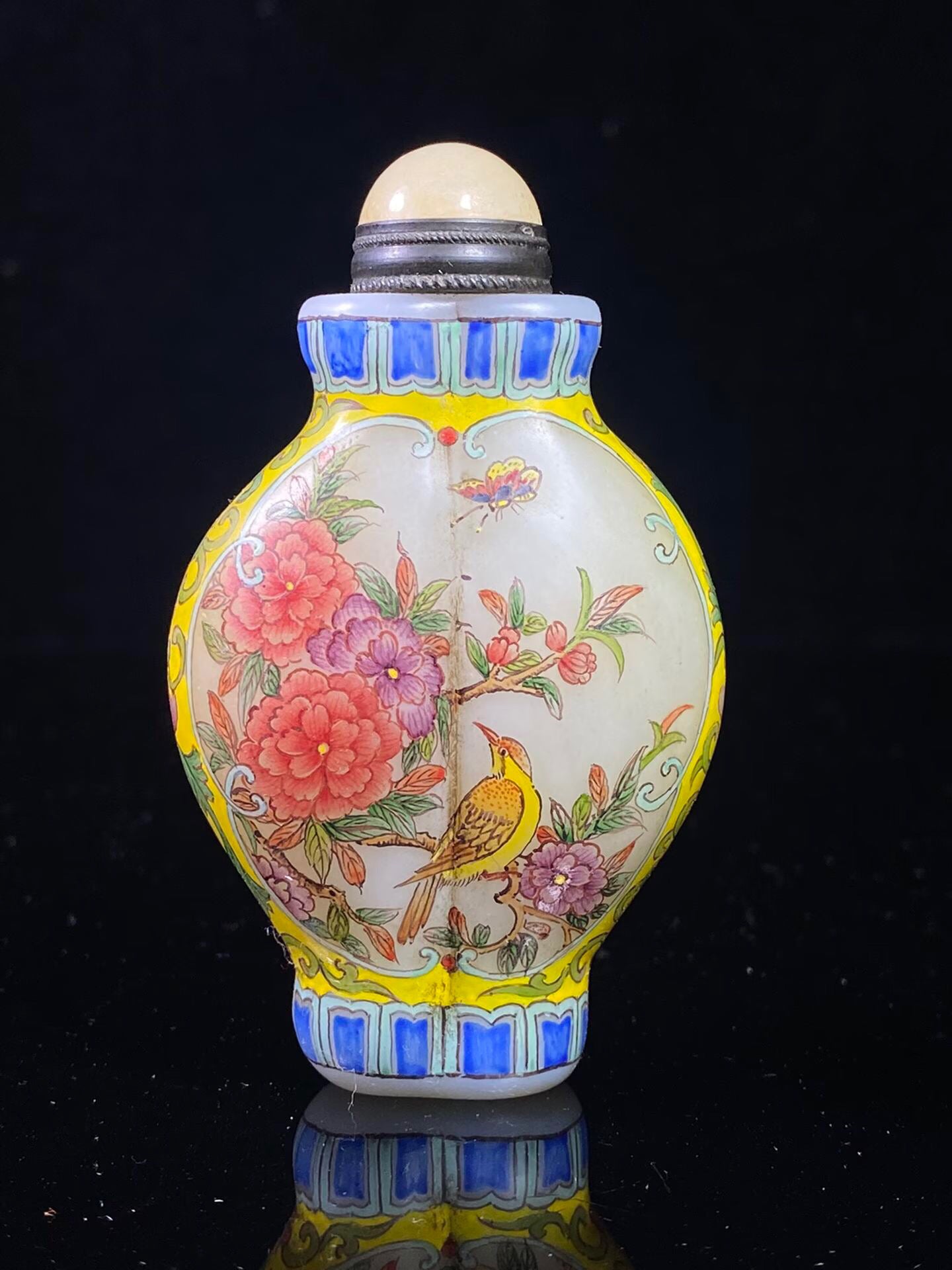 Chinese antique glass painting enamel colored snuff bottle