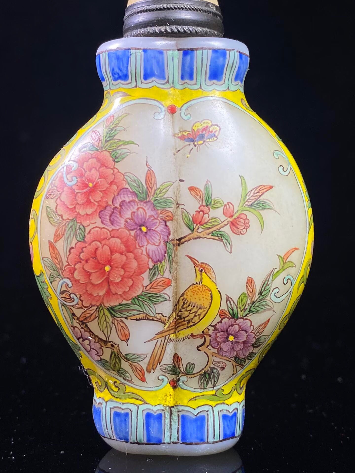 Chinese antique glass painting enamel colored snuff bottle