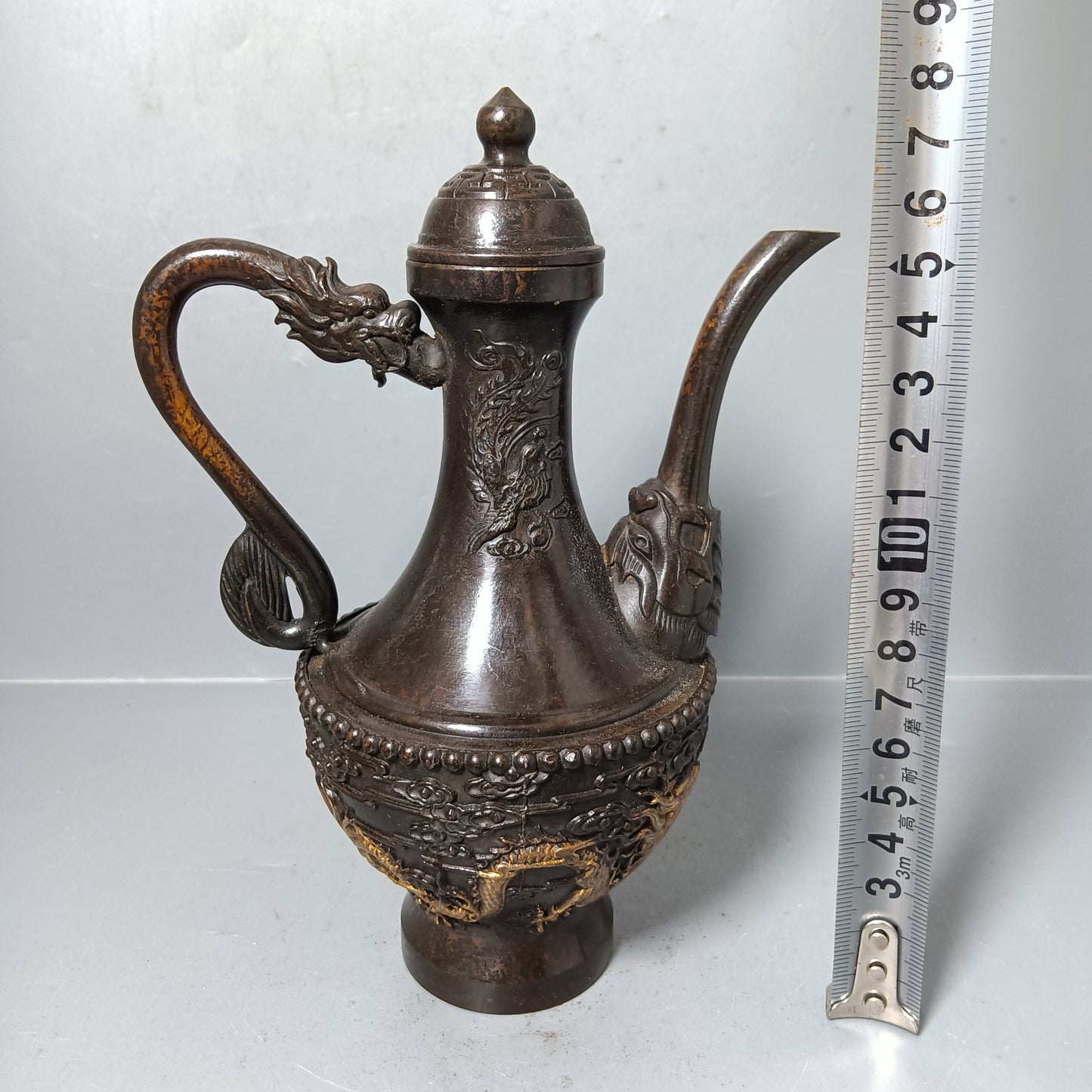 Chinese antique pure copper dragon pot ornament