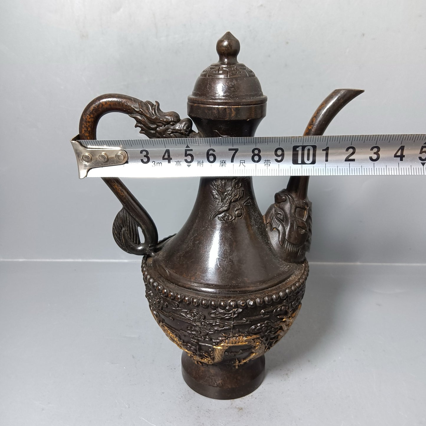 Chinese antique pure copper dragon pot ornament