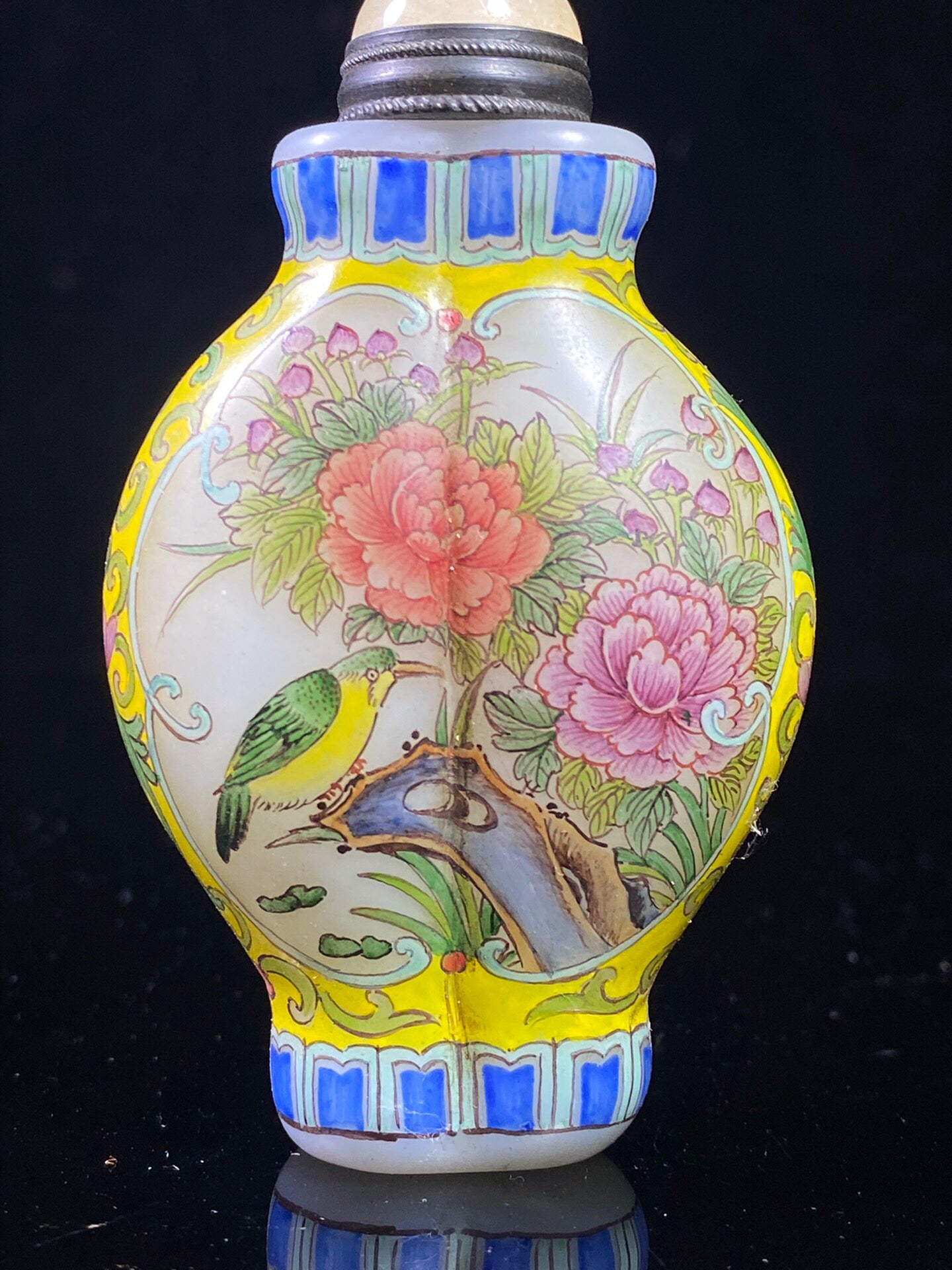 Chinese antique glass painting enamel colored snuff bottle