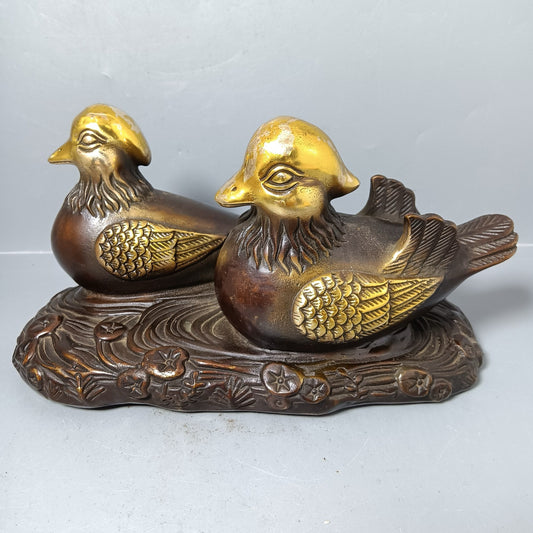 Chinese antique pure copper mandarin duck ornaments