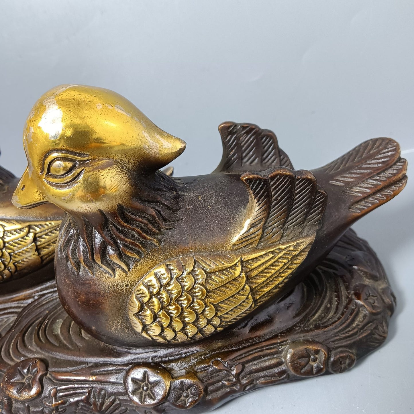 Chinese antique pure copper mandarin duck ornaments