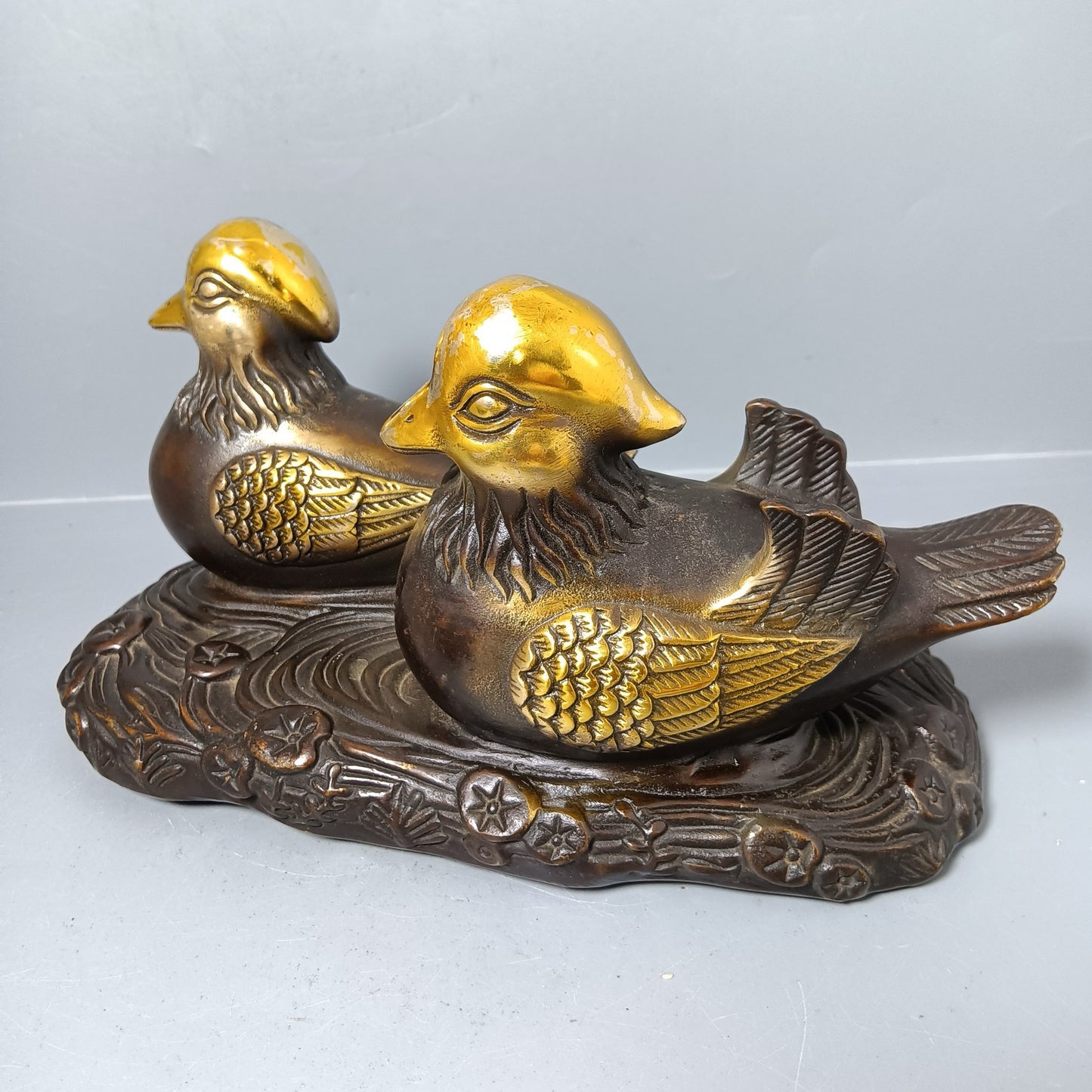Chinese antique pure copper mandarin duck ornaments