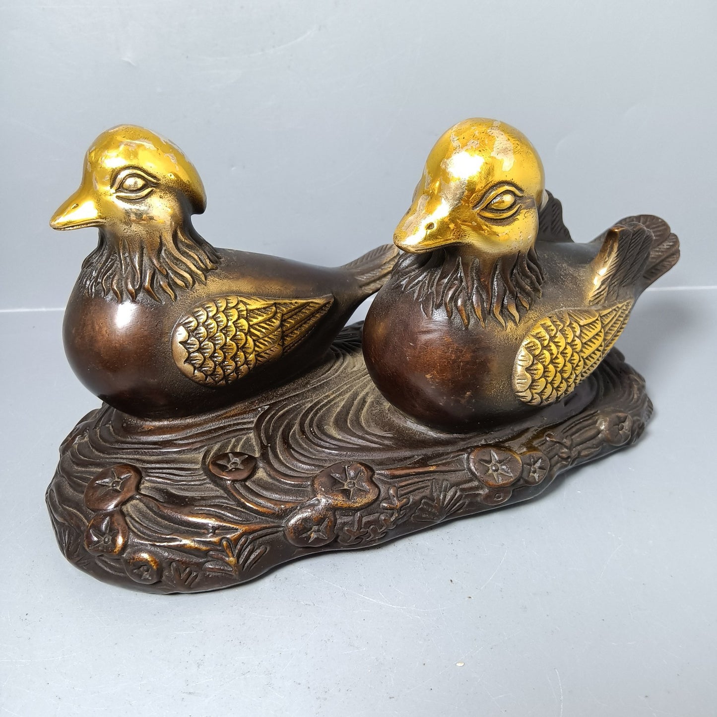 Chinese antique pure copper mandarin duck ornaments