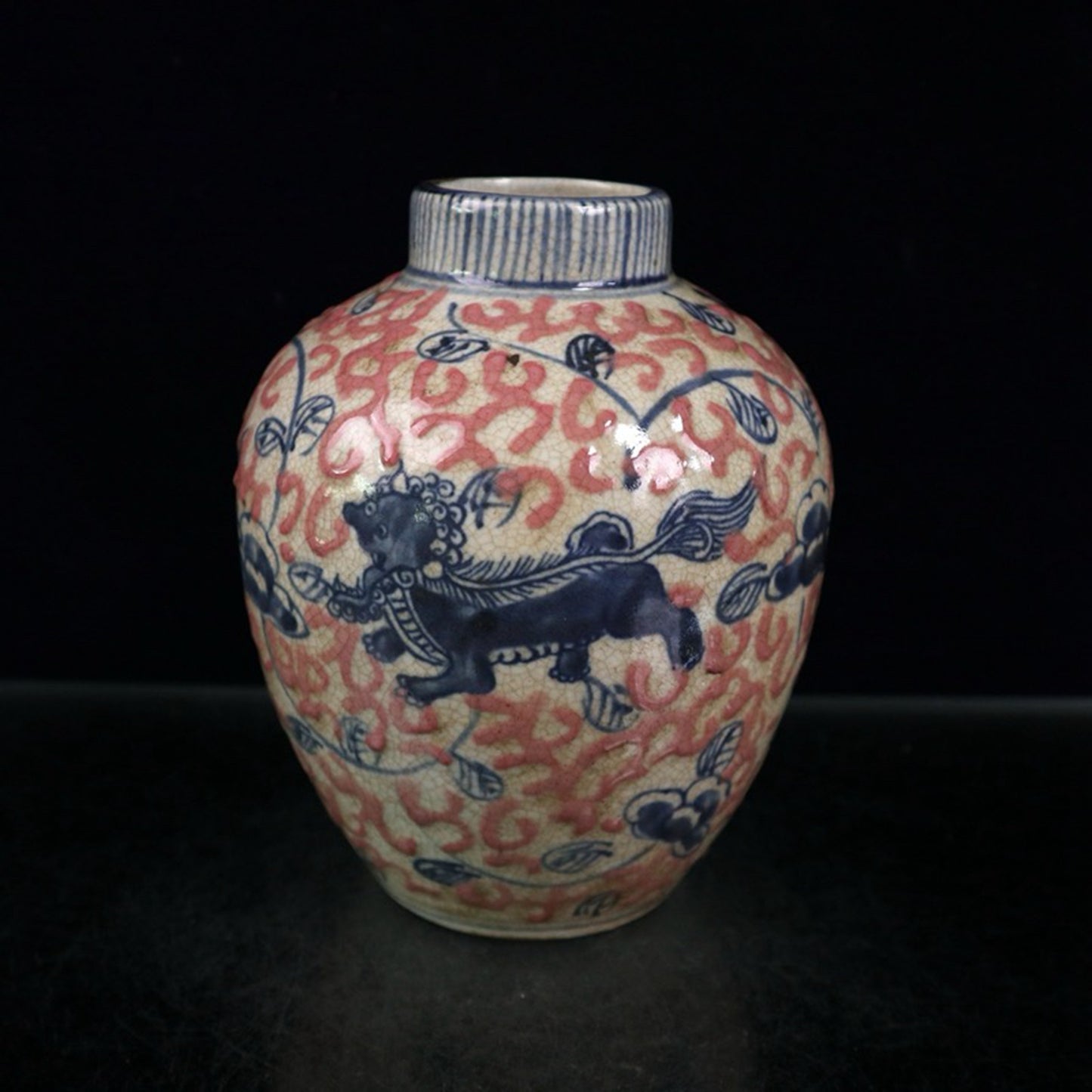Ceramic blue and white glazed jujube jar