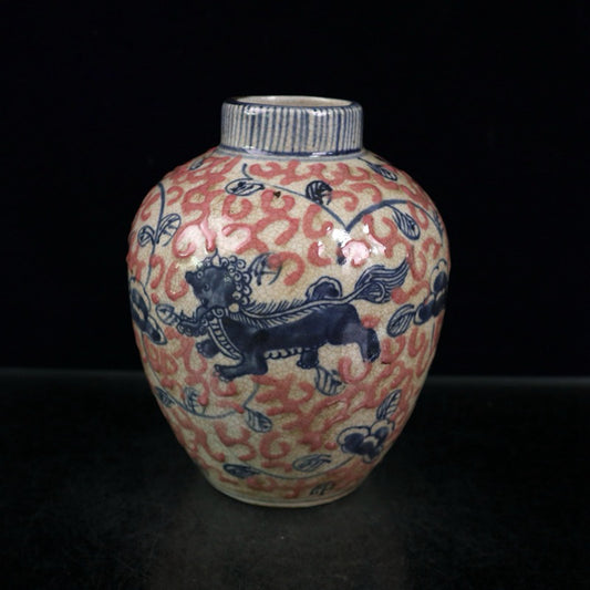 Ceramic blue and white glazed jujube jar