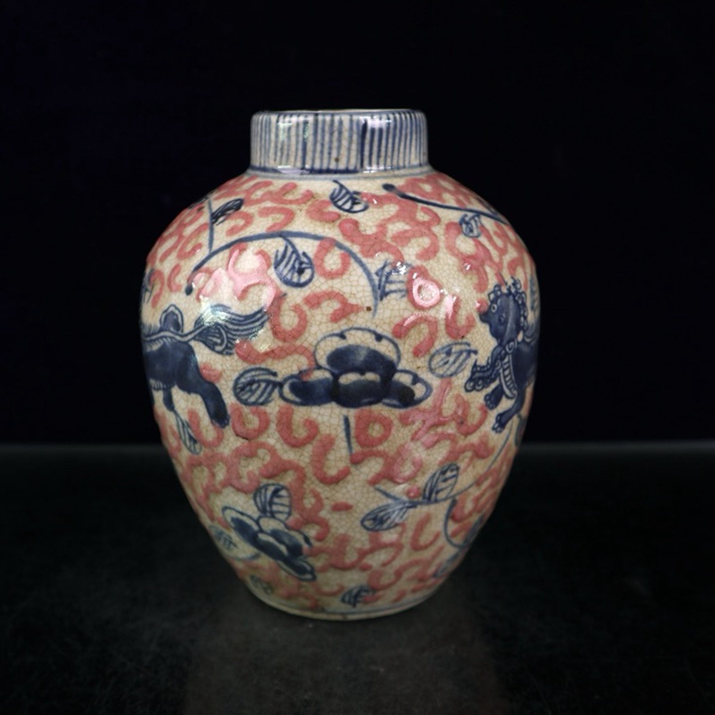 Ceramic blue and white glazed jujube jar