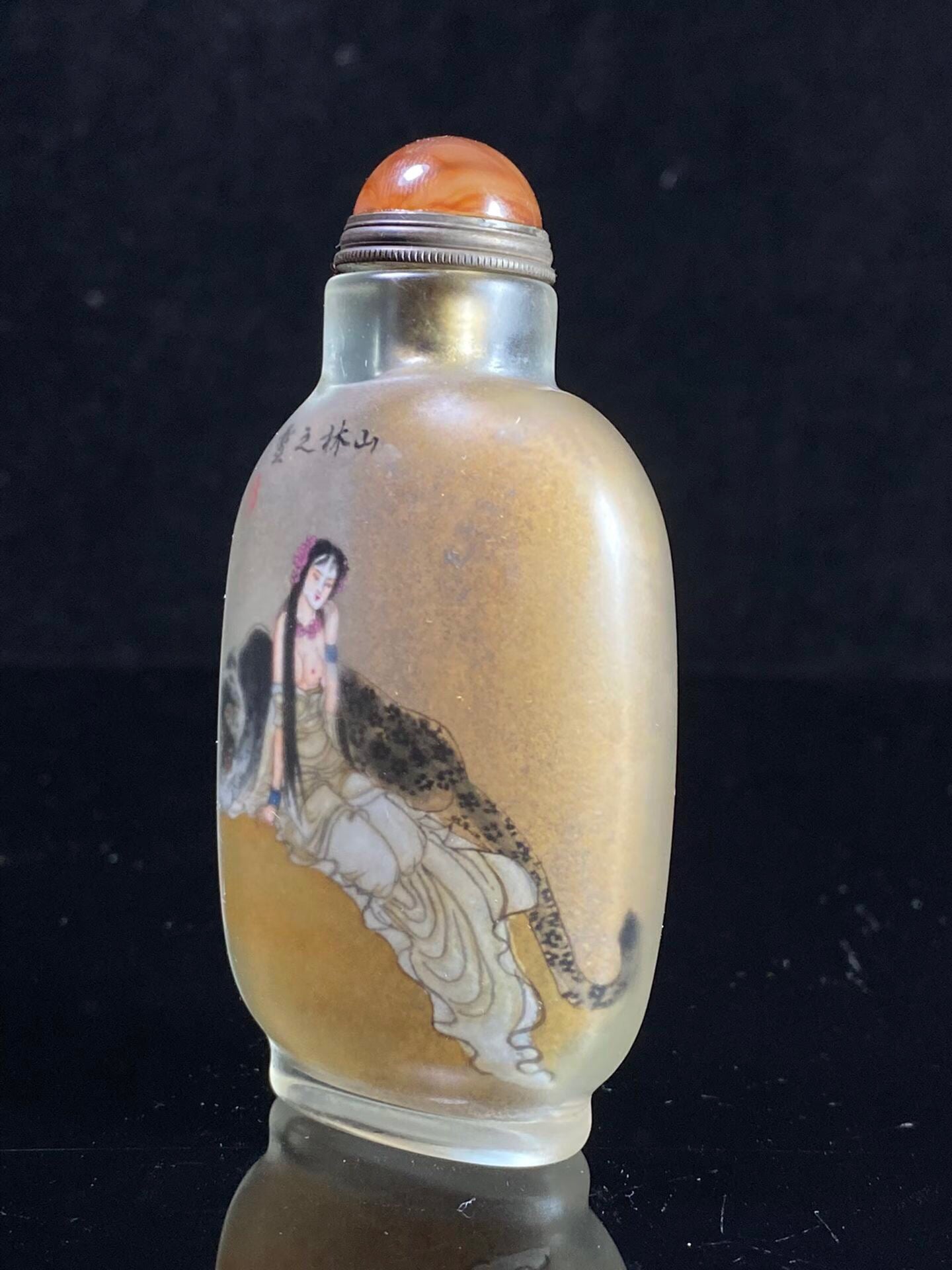 Chinese antique glass painting, mountain ghost painting, snuff bottle