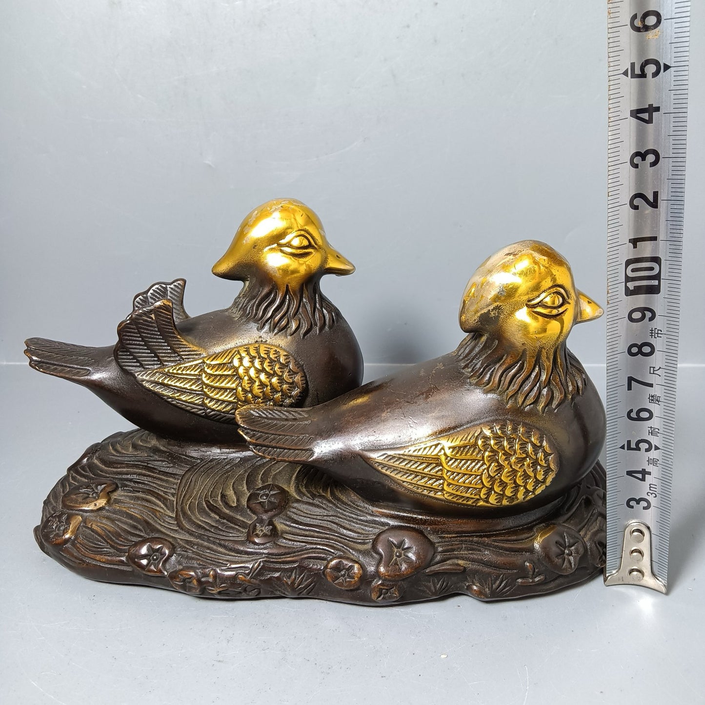 Chinese antique pure copper mandarin duck ornaments