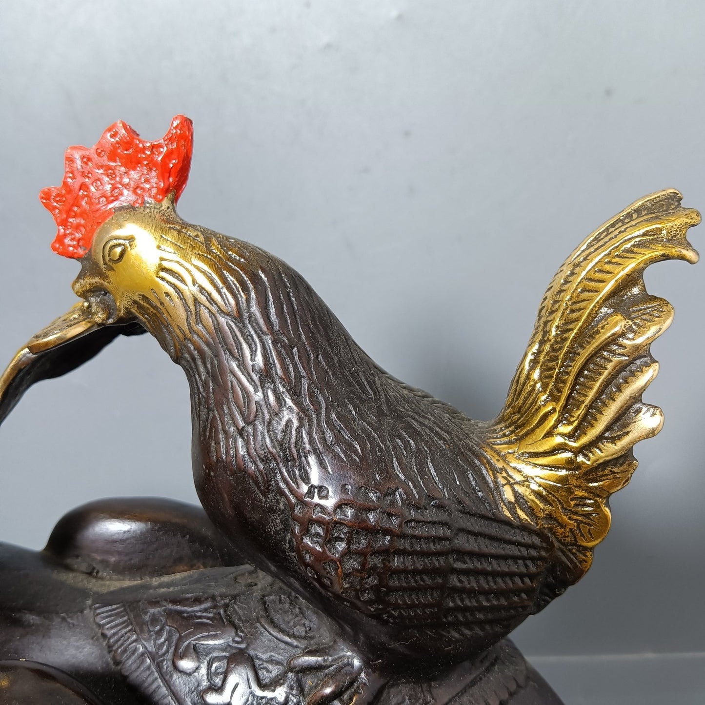 Chinese antique pure copper chicken elephant Ruyi ornament