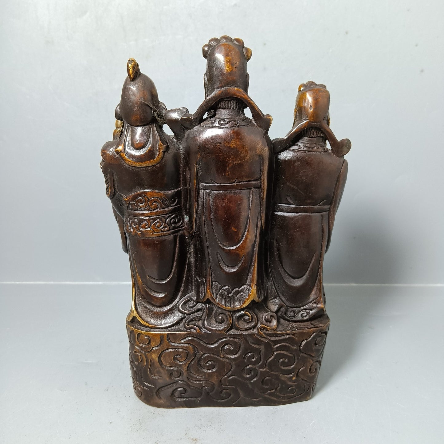 Chinese antique pure copper five way God of Wealth ornament