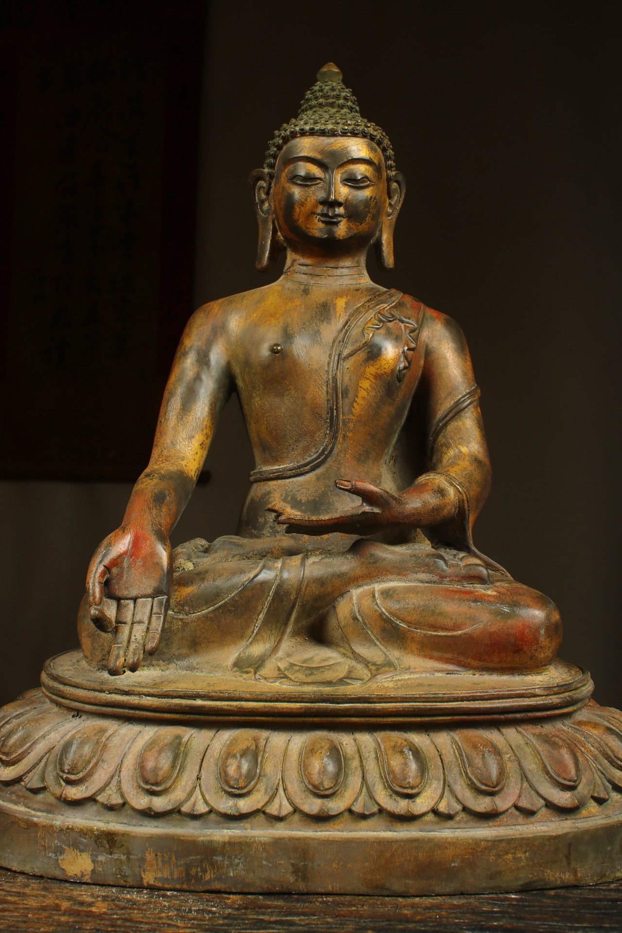 Handcrafted Bronze Gilded Buddha with Medicine Master