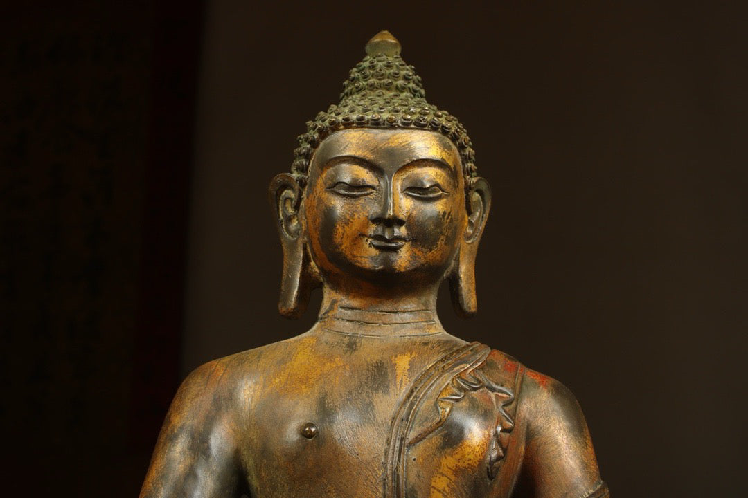 Handcrafted Bronze Gilded Buddha with Medicine Master