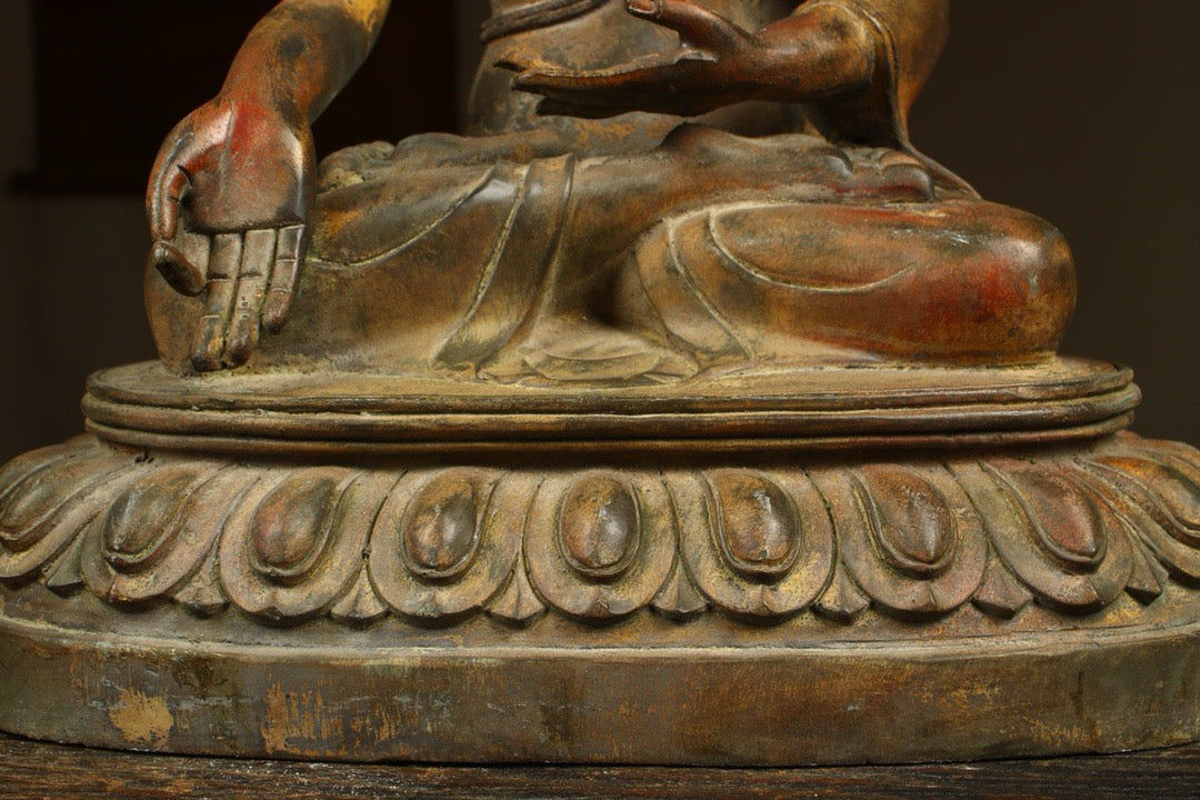 Handcrafted Bronze Gilded Buddha with Medicine Master
