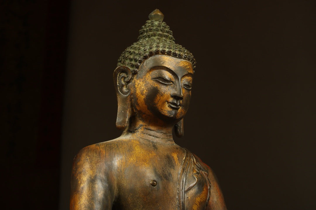 Handcrafted Bronze Gilded Buddha with Medicine Master
