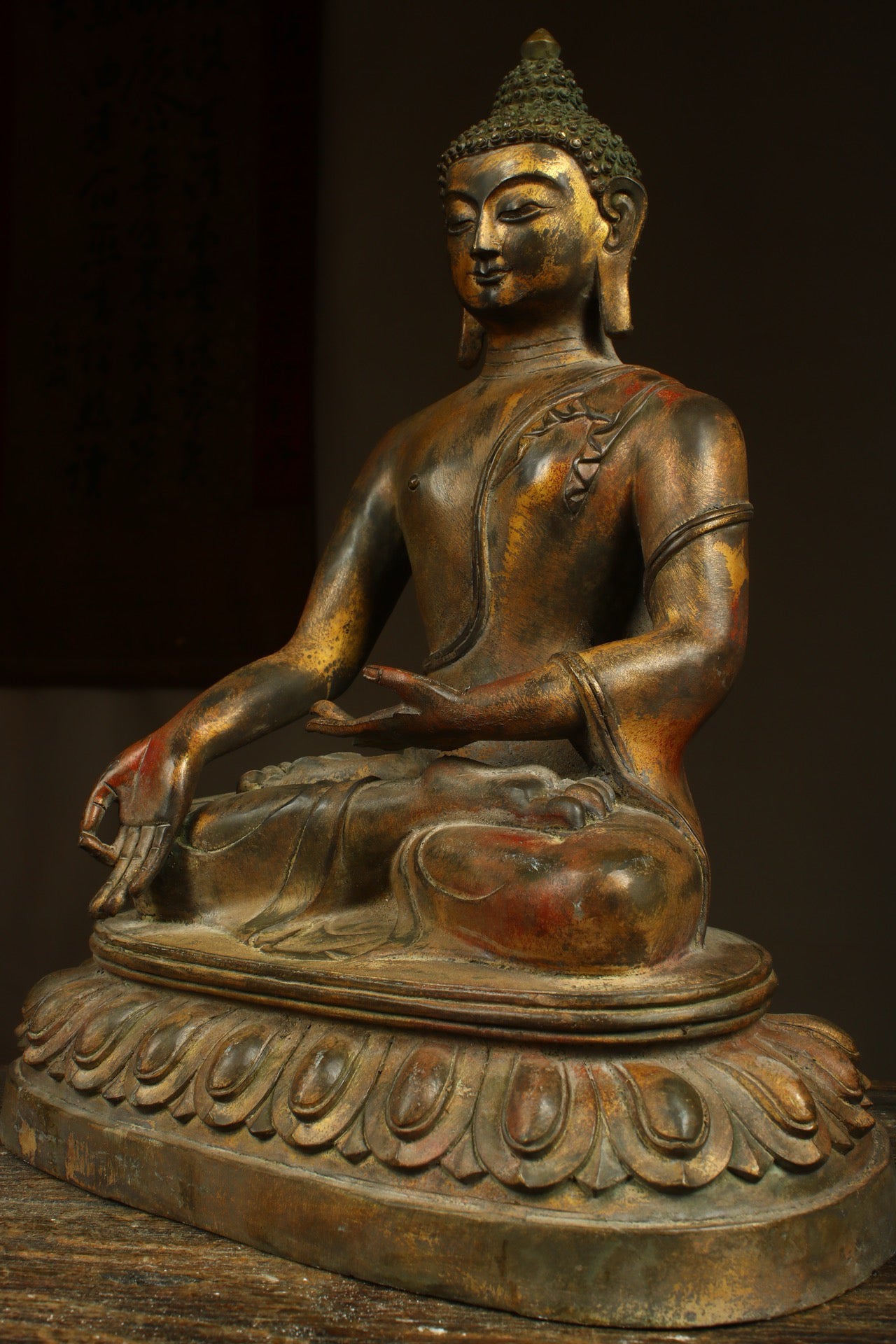 Handcrafted Bronze Gilded Buddha with Medicine Master