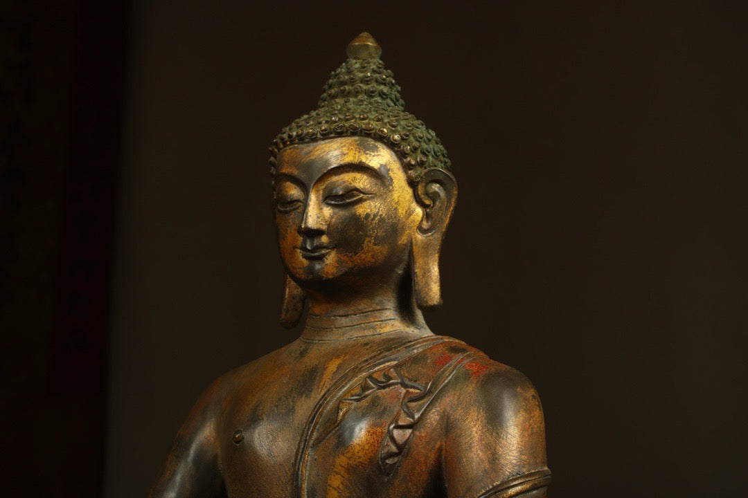 Handcrafted Bronze Gilded Buddha with Medicine Master