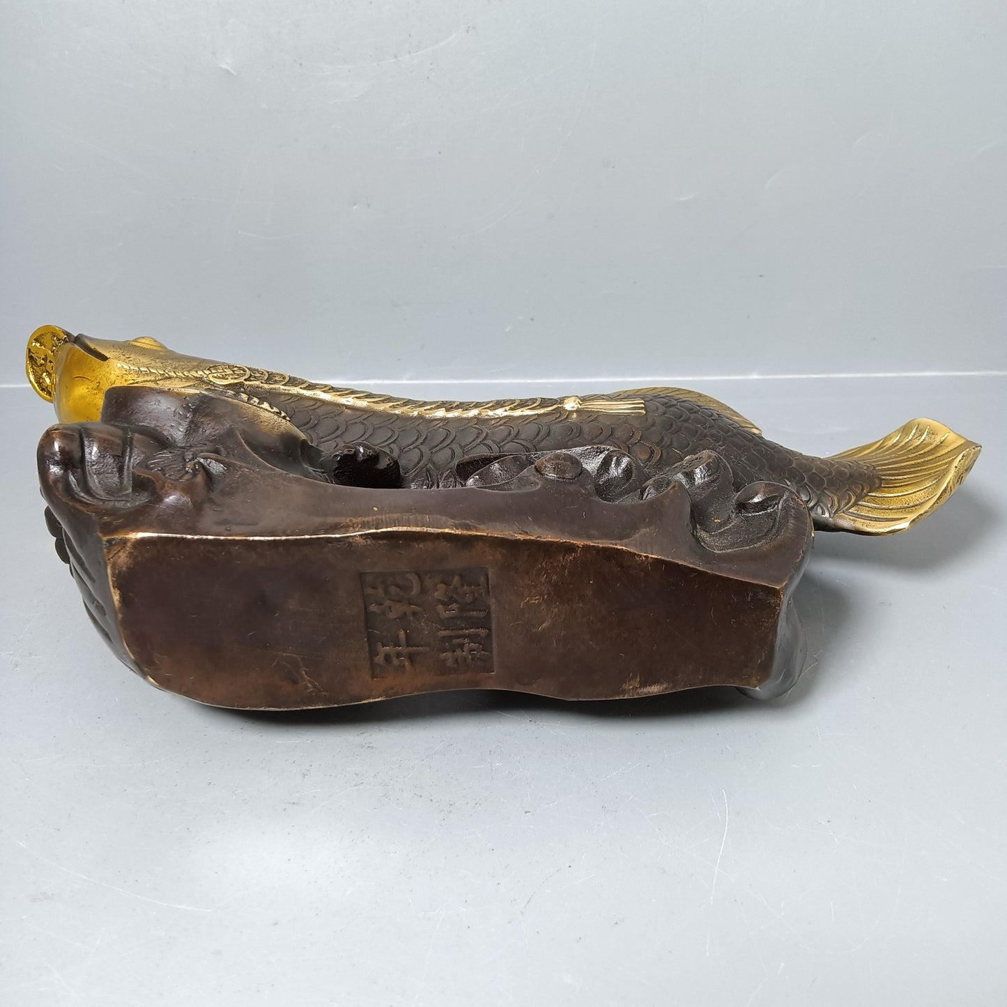 Chinese antique pure copper dragon fish ornament