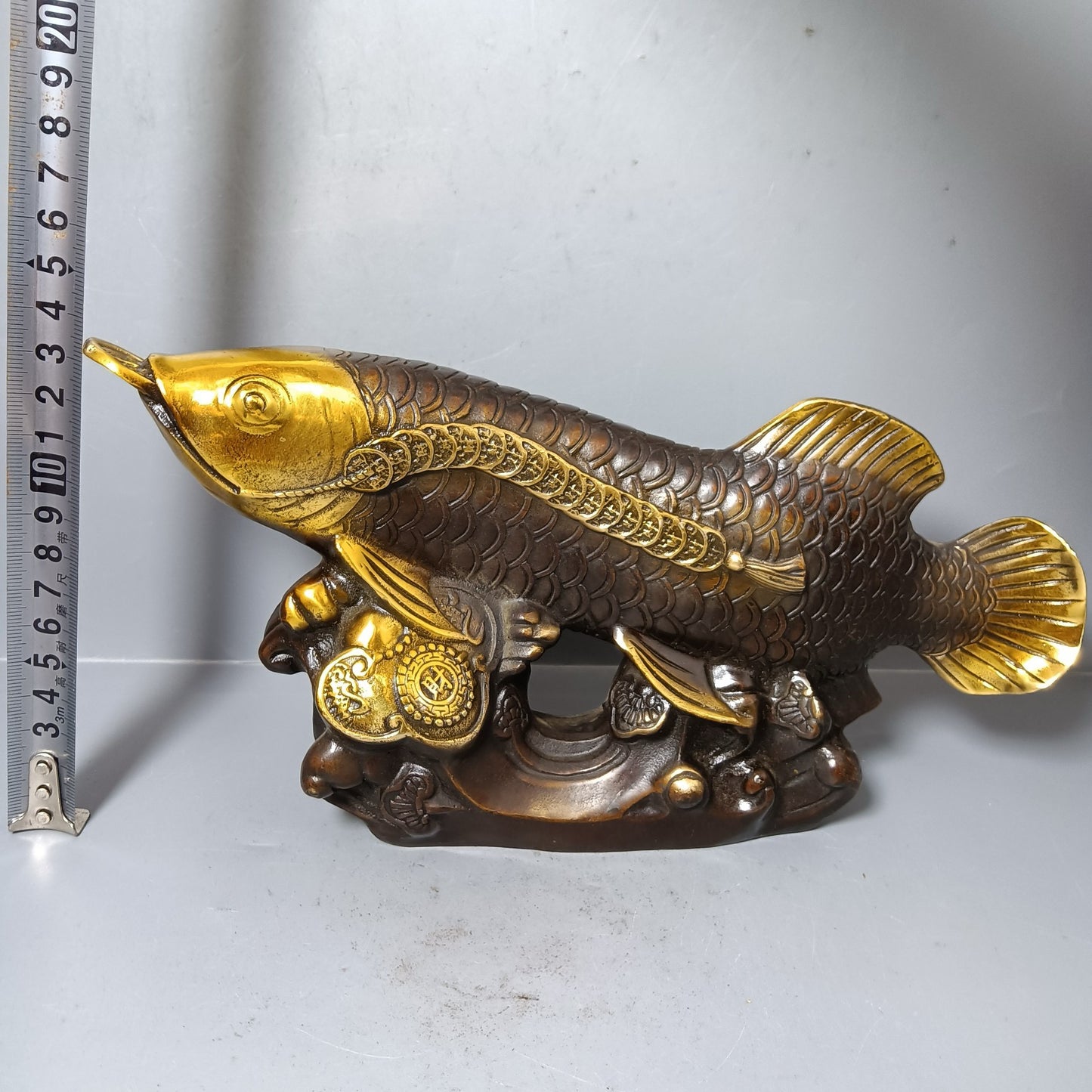 Chinese antique pure copper dragon fish ornament