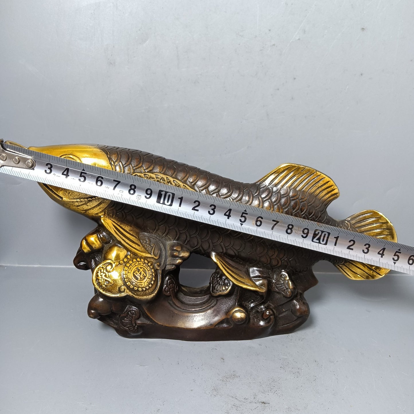 Chinese antique pure copper dragon fish ornament