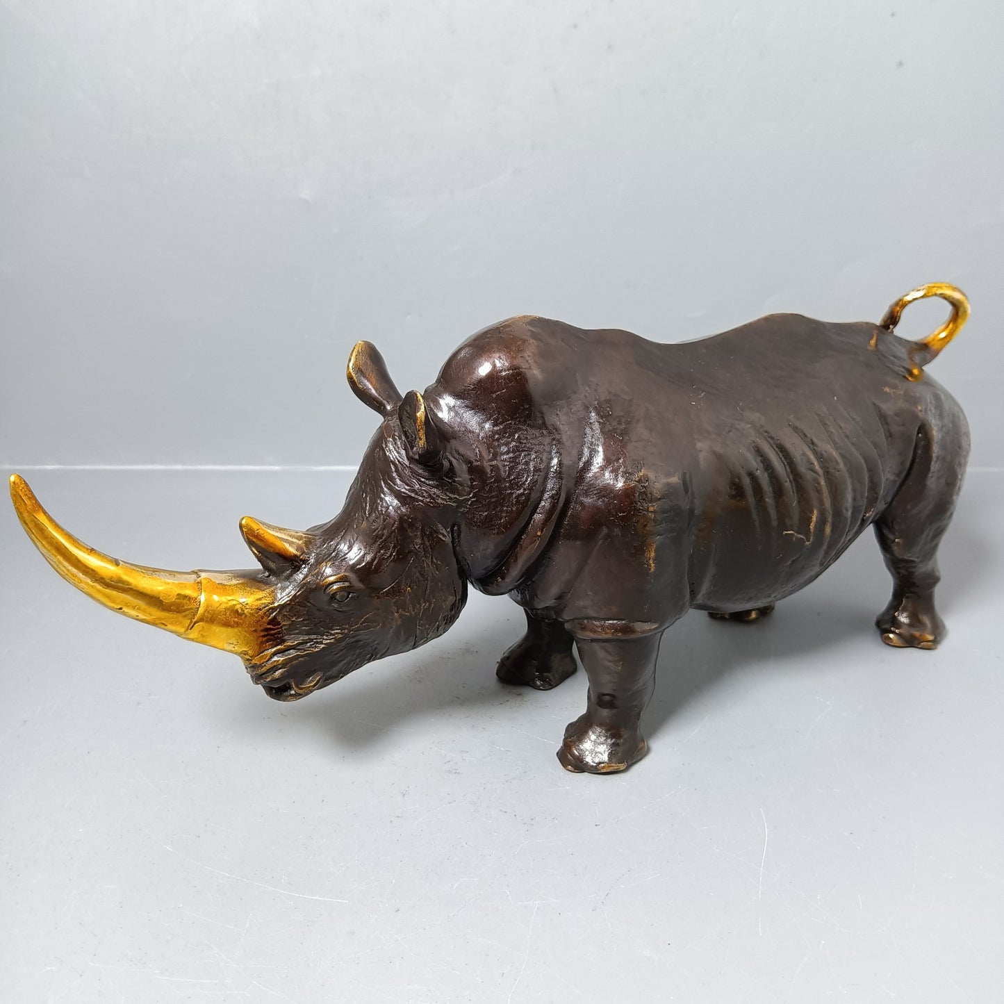Chinese antique pure copper rhinoceros ornaments