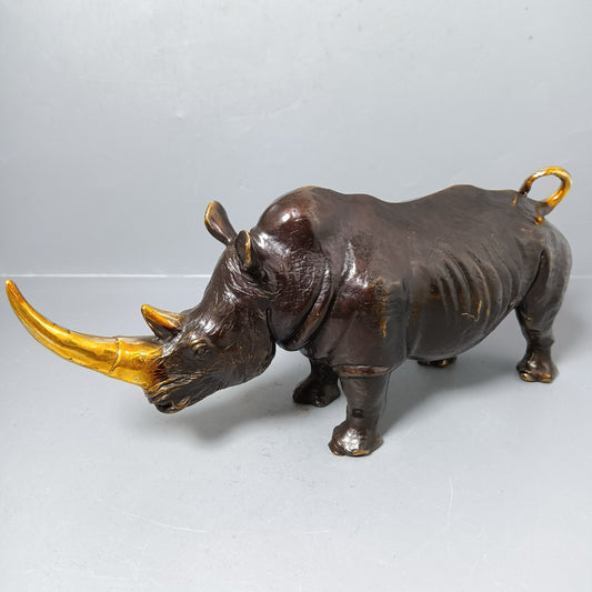 Chinese antique pure copper rhinoceros ornaments