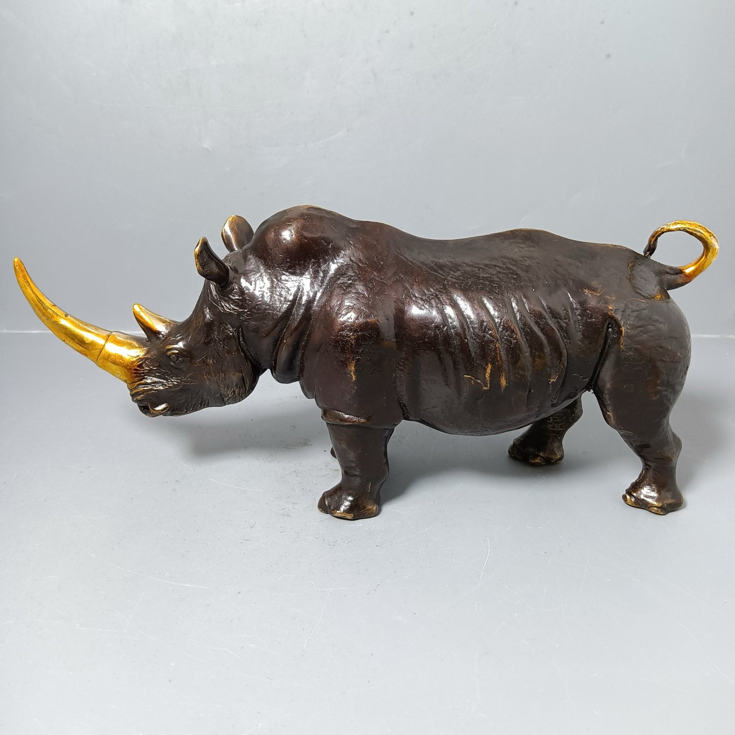 Chinese antique pure copper rhinoceros ornaments