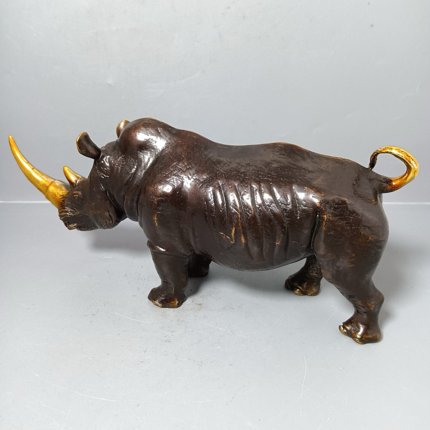 Chinese antique pure copper rhinoceros ornaments