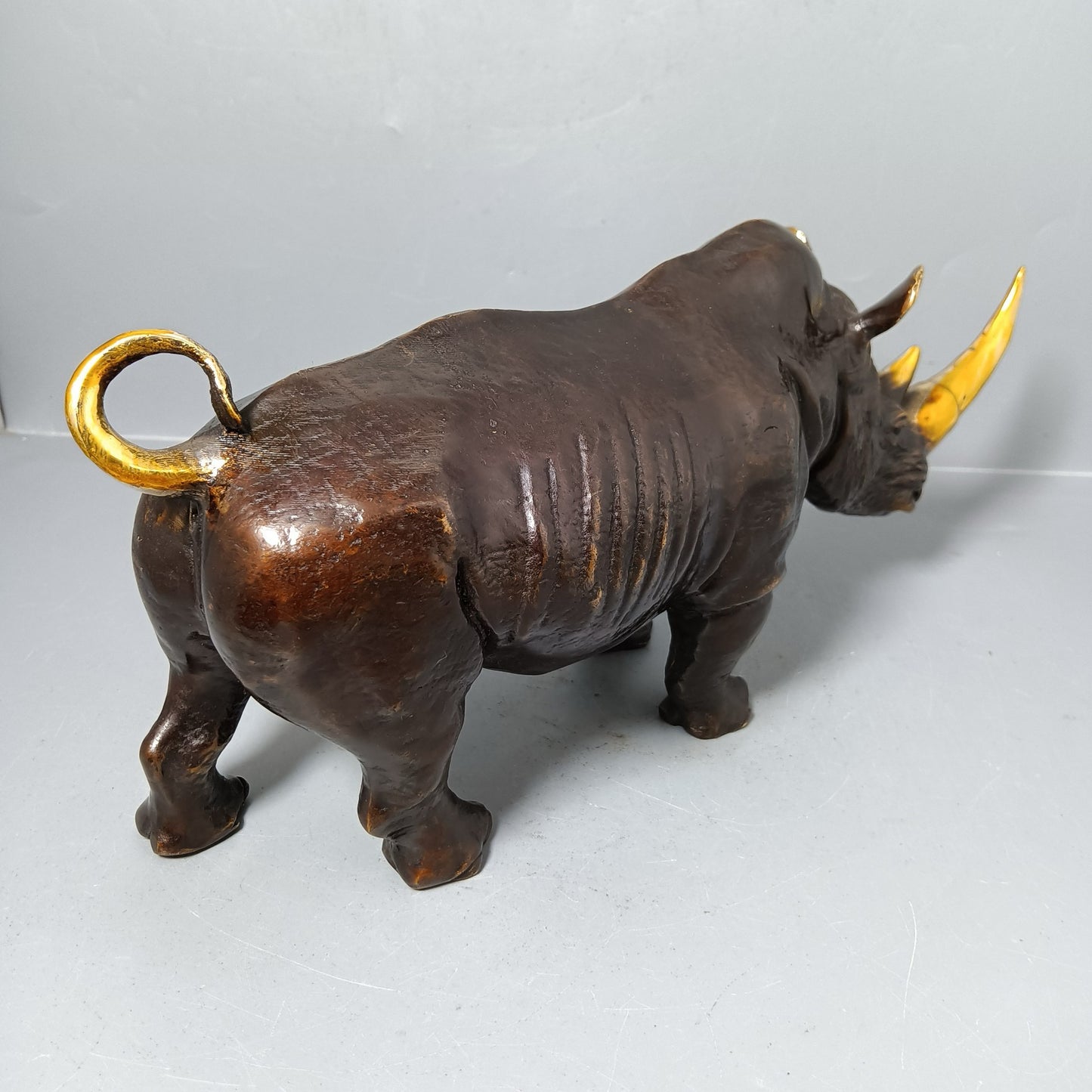 Chinese antique pure copper rhinoceros ornaments