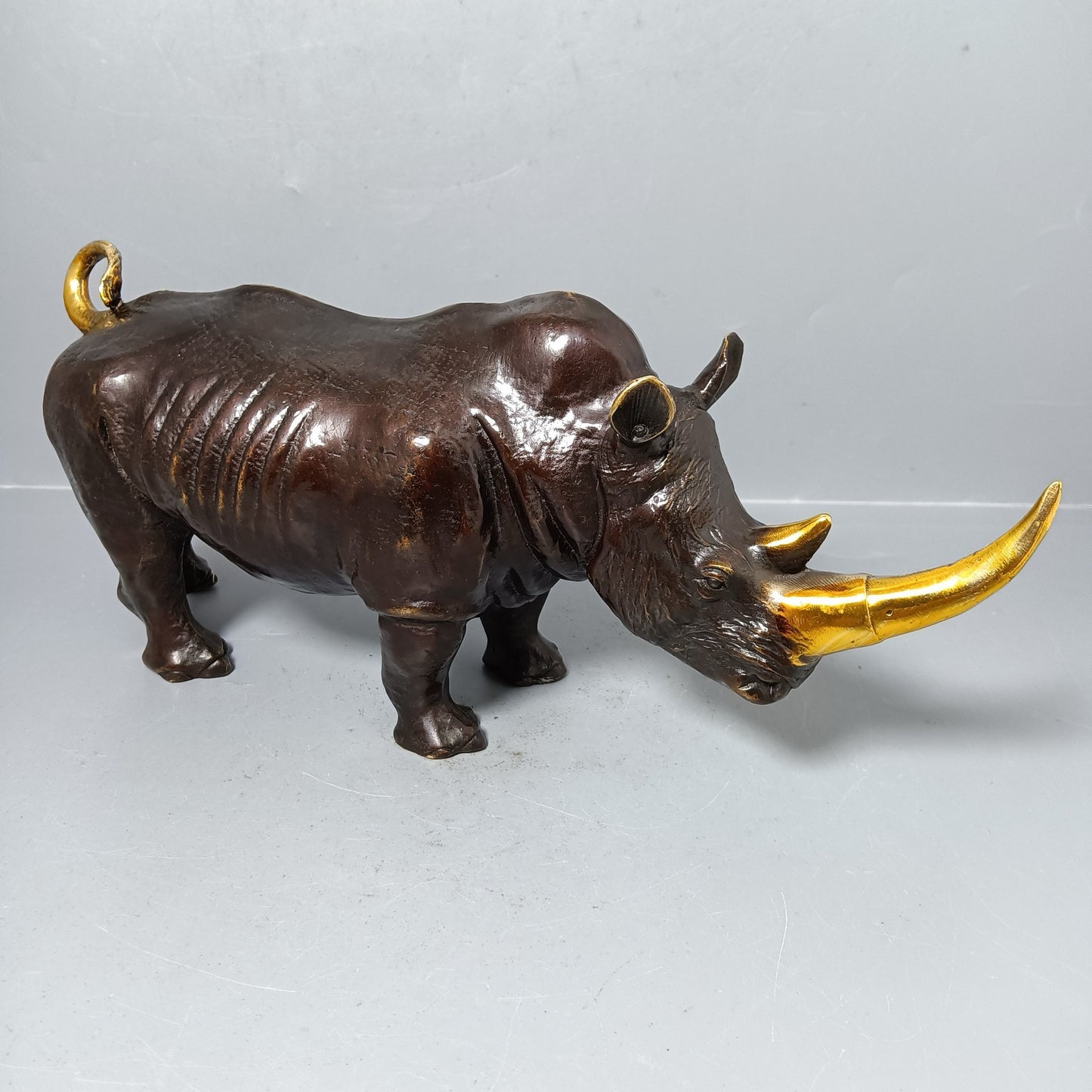 Chinese antique pure copper rhinoceros ornaments
