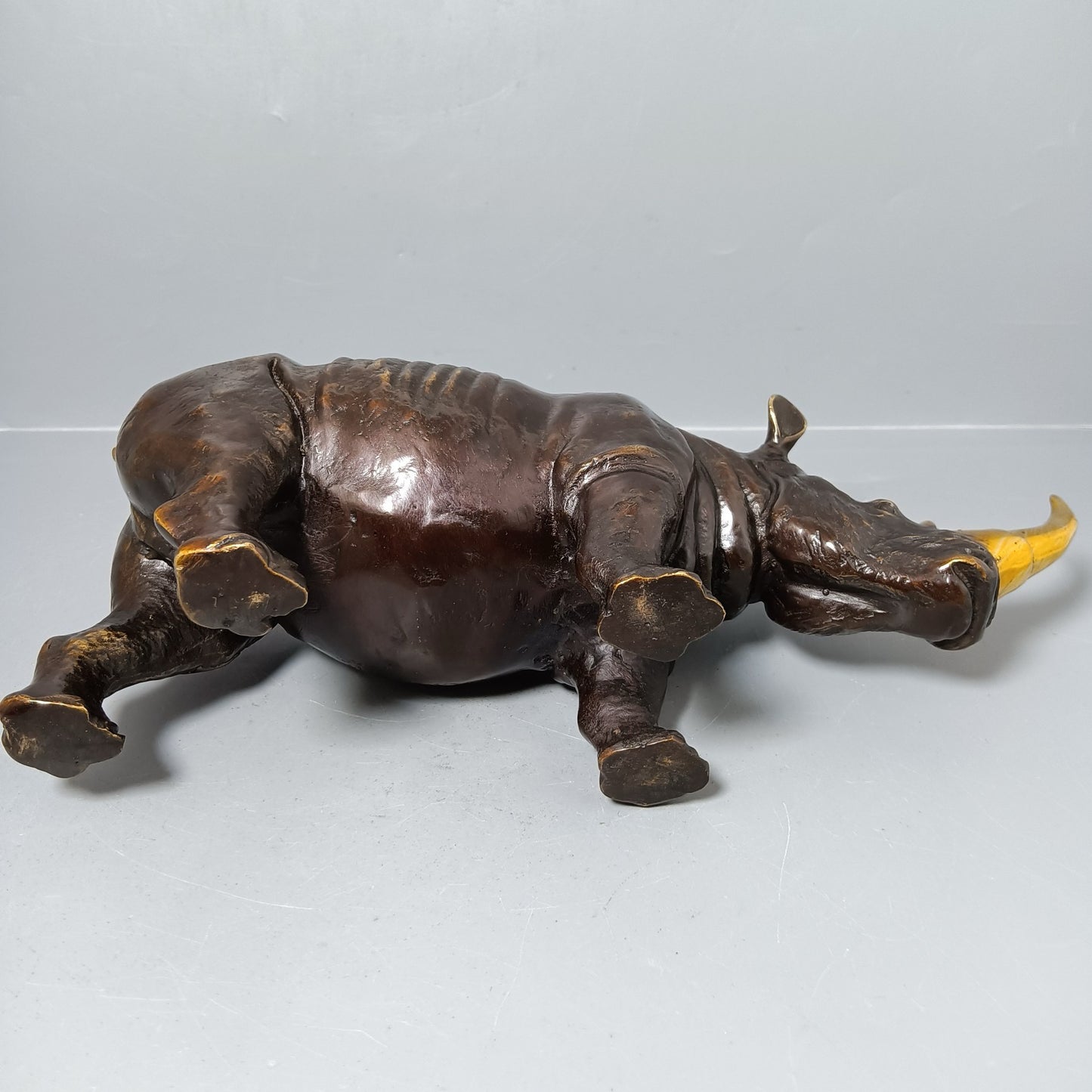 Chinese antique pure copper rhinoceros ornaments