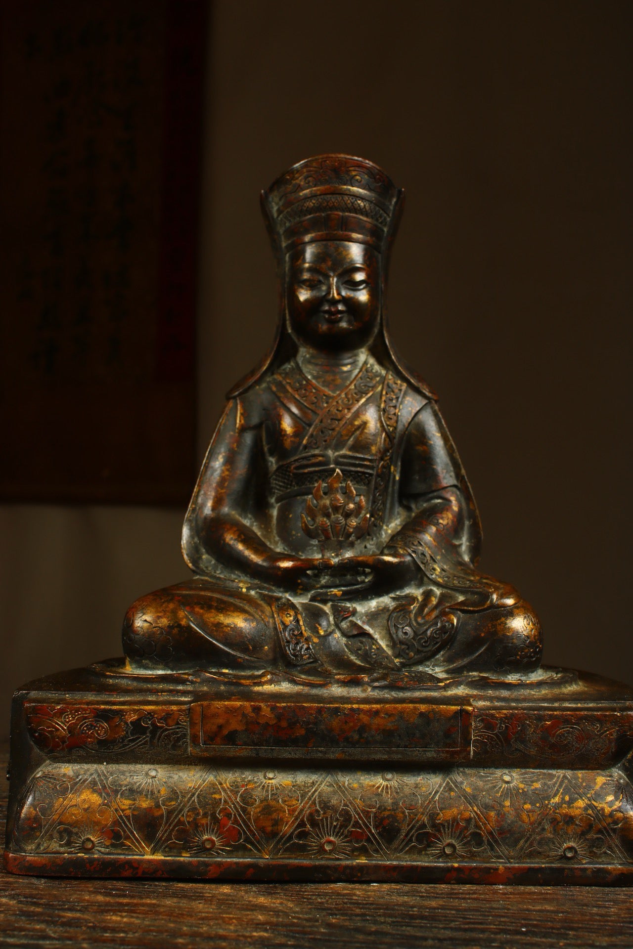 Handmade copper gilded gold statue to create an auspicious Heavenly Mother