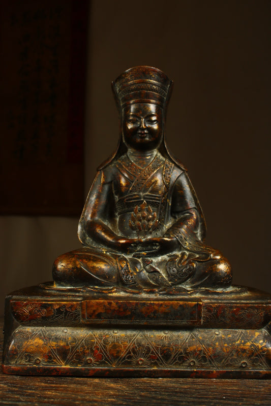 Handmade copper gilded gold statue to create an auspicious Heavenly Mother