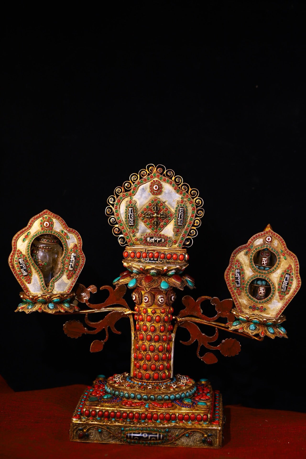 Crystal handmade filigree inlaid gemstones, celestial bead artifacts