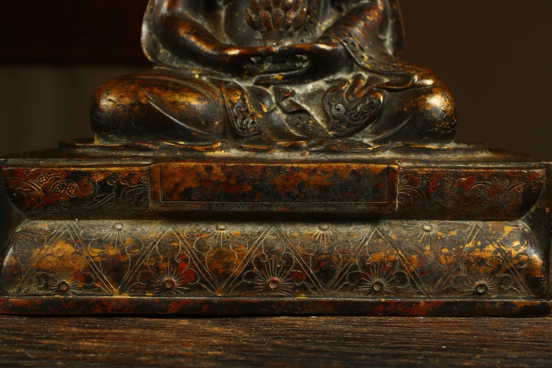 Handmade copper gilded gold statue to create an auspicious Heavenly Mother