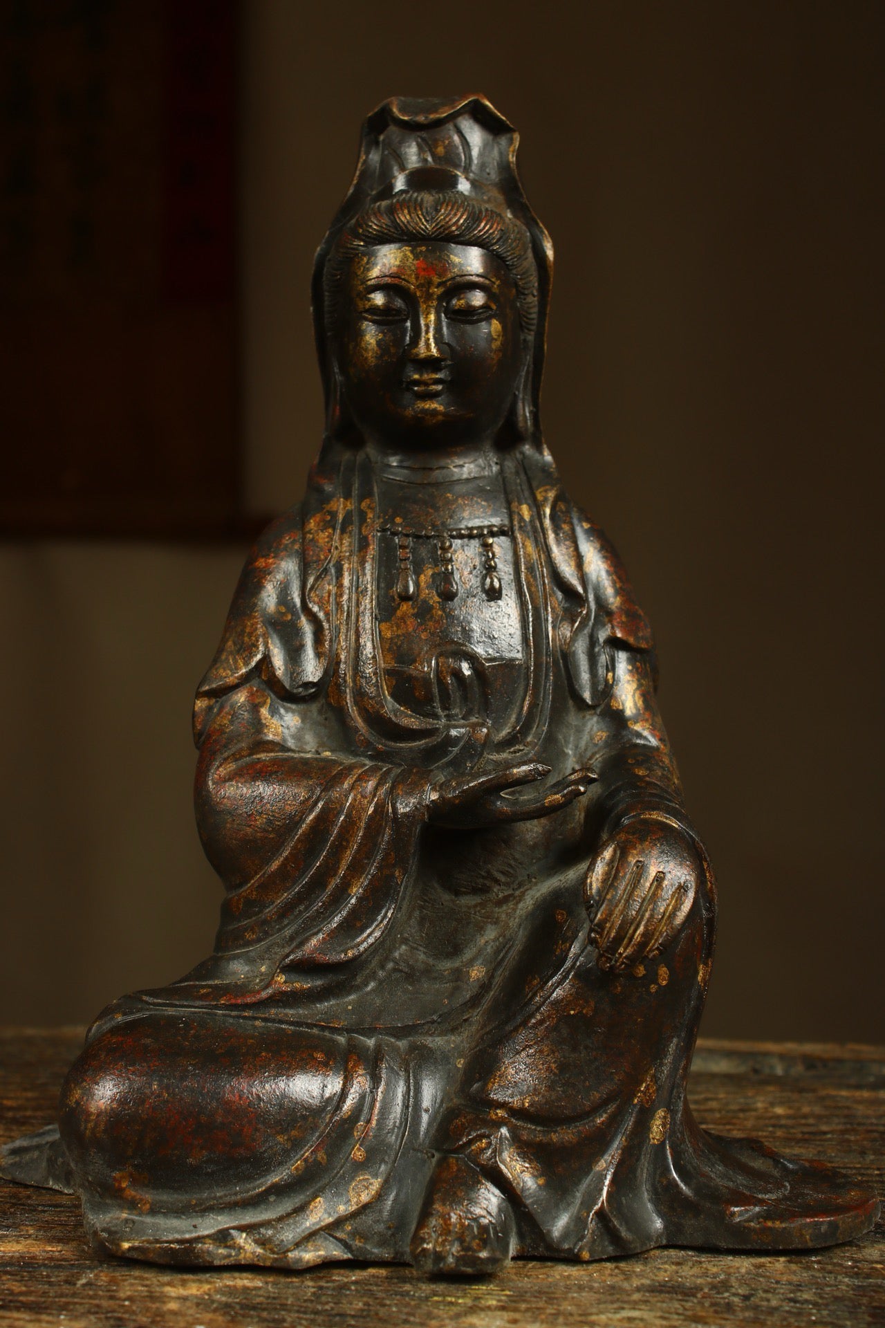 Handcrafted copper gilded Guanyin statue