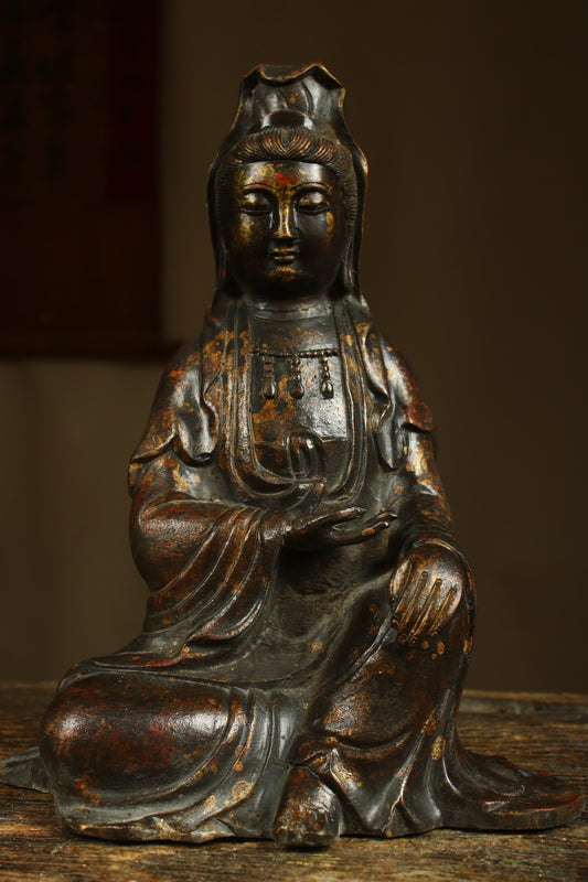 Handcrafted copper gilded Guanyin statue