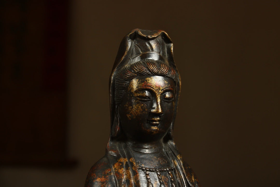 Handcrafted copper gilded Guanyin statue