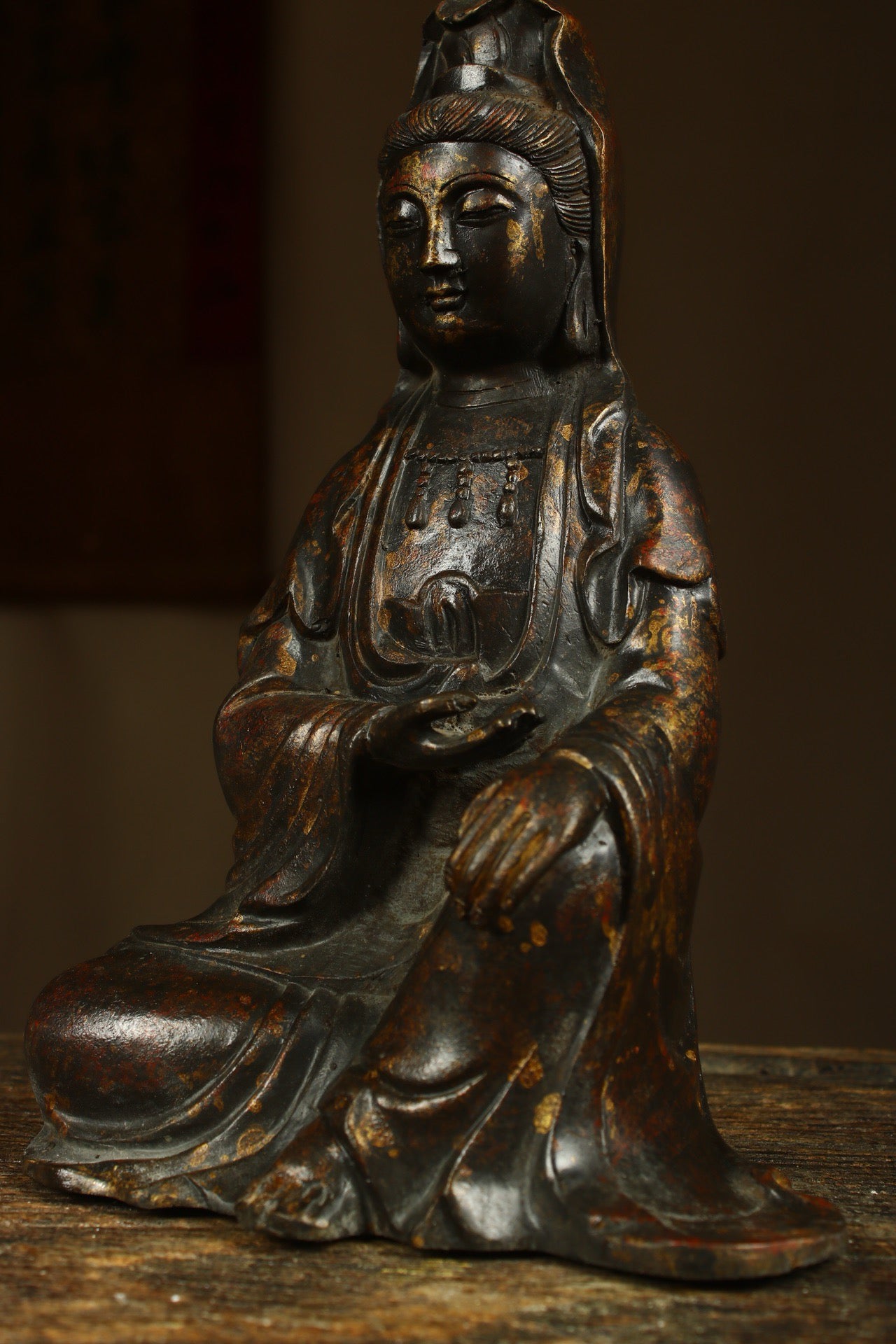 Handcrafted copper gilded Guanyin statue