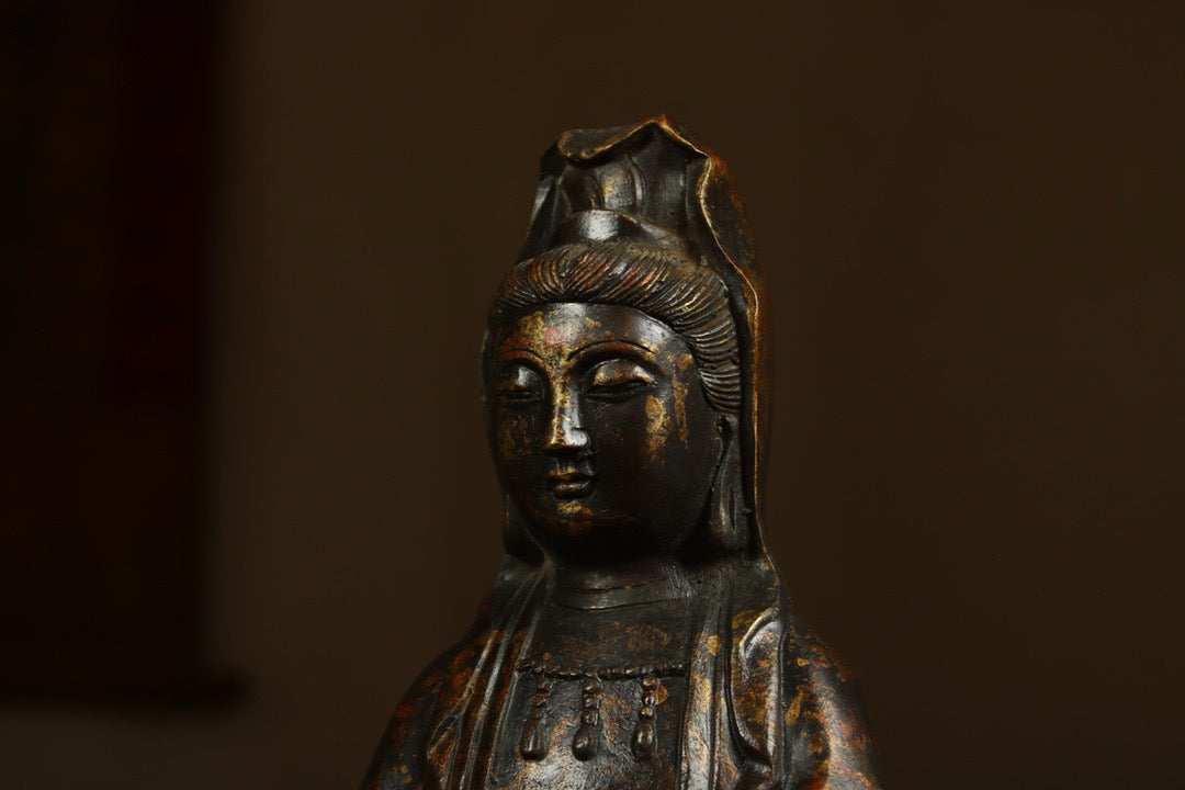Handcrafted copper gilded Guanyin statue