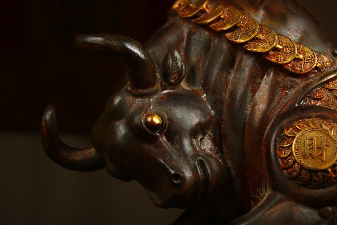 A copper gilded handcrafted and finely crafted Wealthy Ox