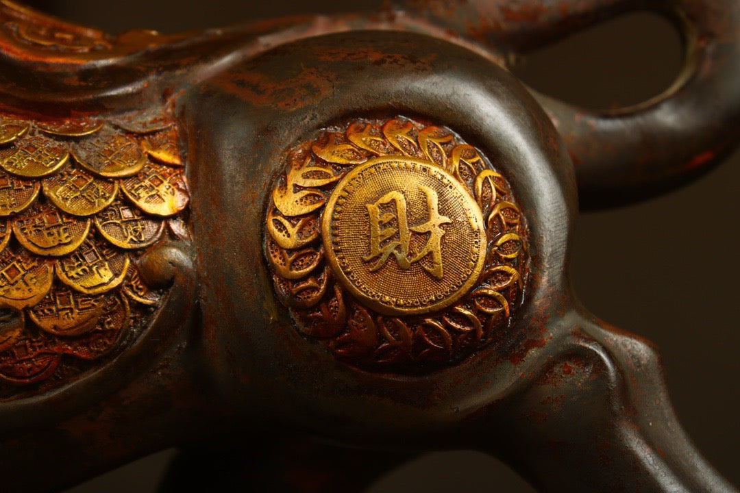 A copper gilded handcrafted and finely crafted Wealthy Ox