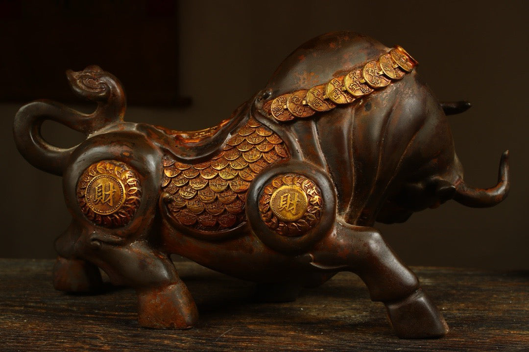 A copper gilded handcrafted and finely crafted Wealthy Ox