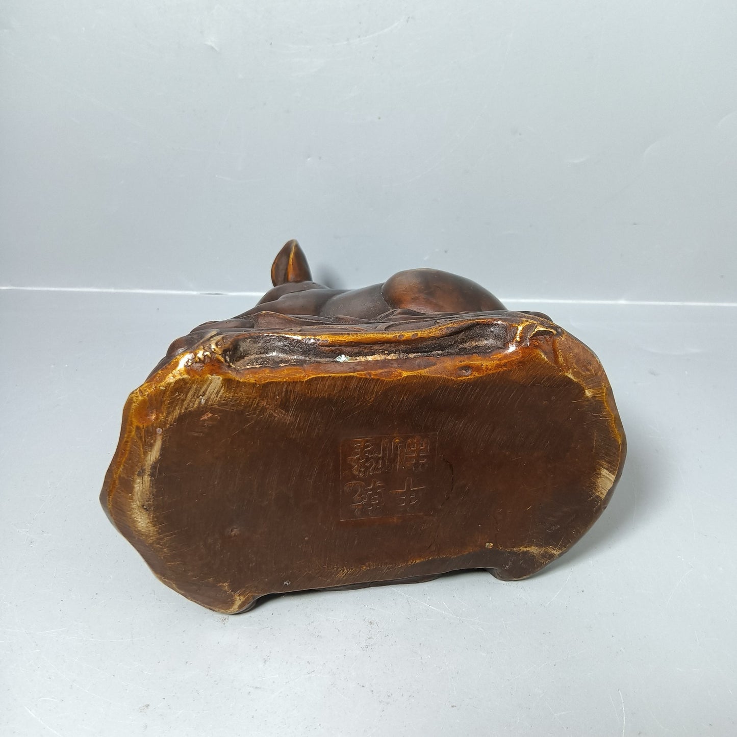 Chinese antique pure copper rabbit ornament for attracting wealth