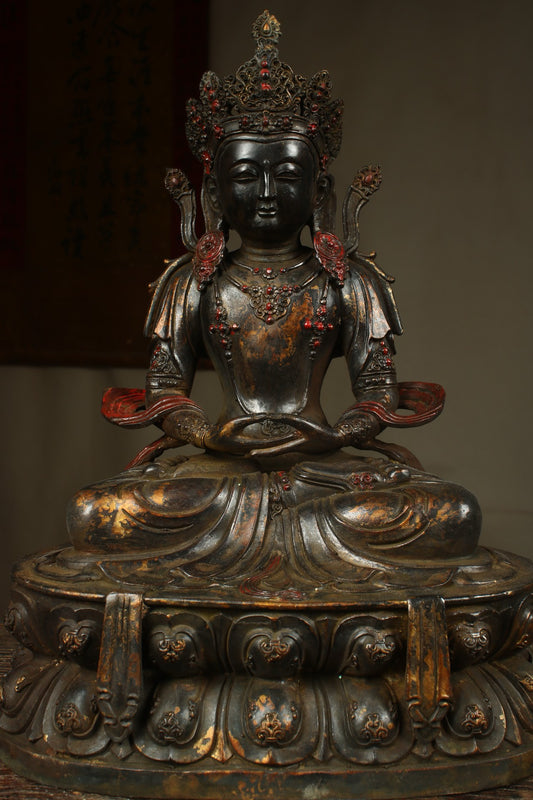 Handcrafted copper gilded Guanyin statue