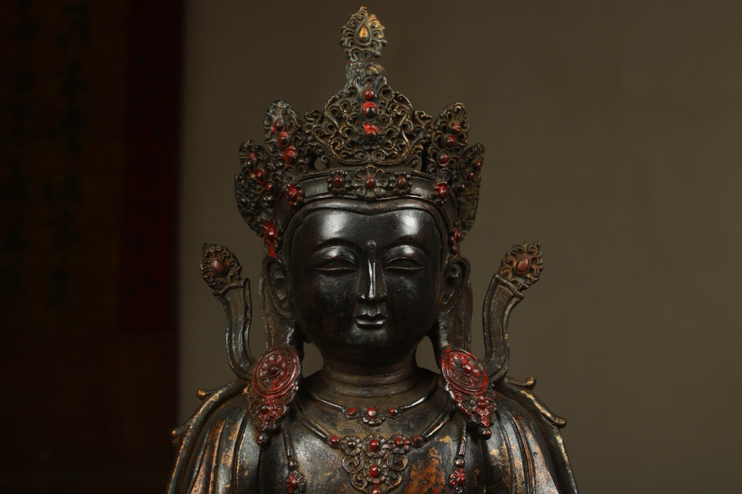 Handcrafted copper gilded Guanyin statue